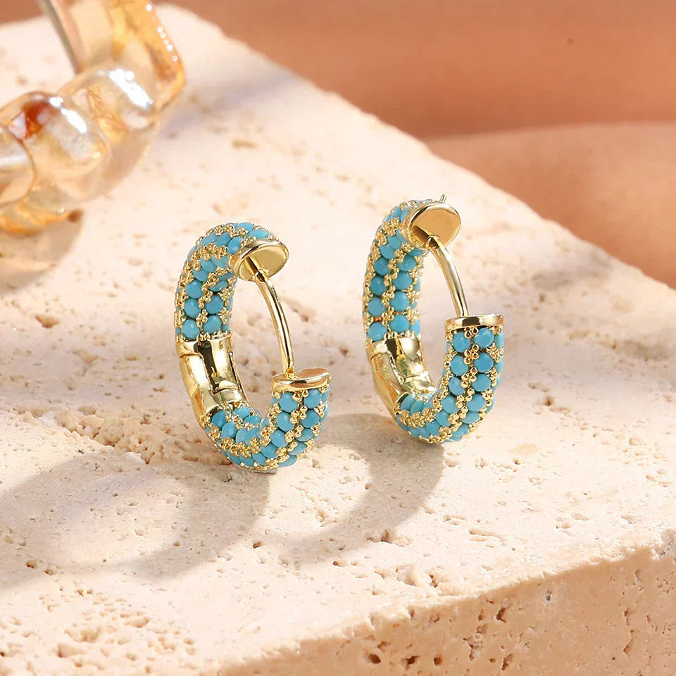 Turquoise Stone Hoops