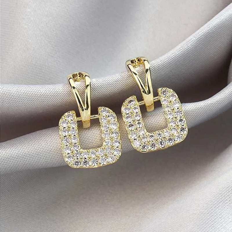 Square Crystal Drop Earrings