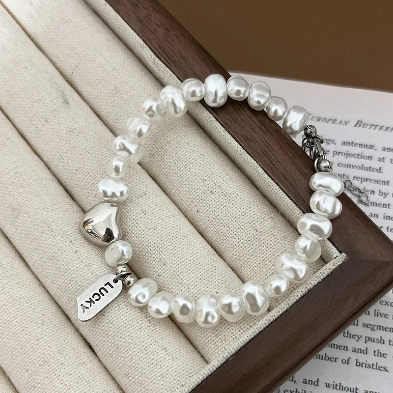 Vintage Pearl Heart Bracelet