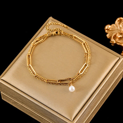 Vintage Pearl Balance Bracelet (Gold)