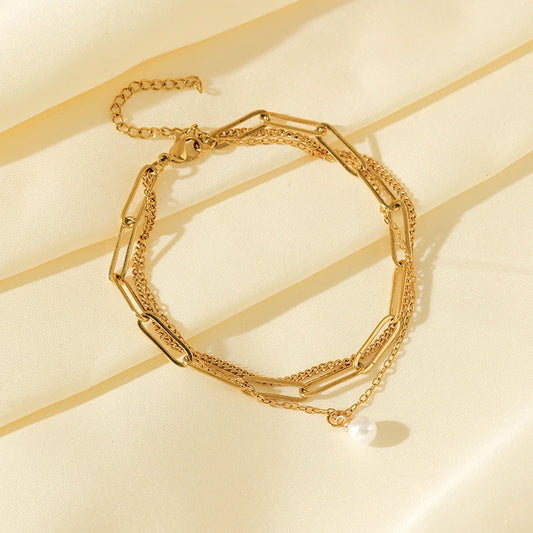 Vintage Pearl Balance Bracelet (Gold)