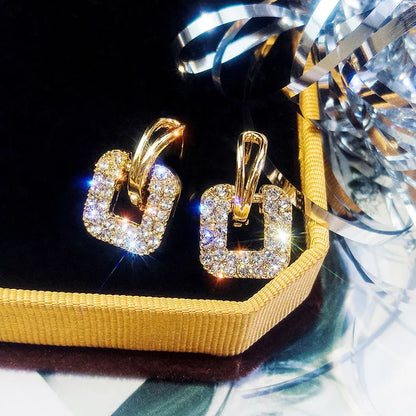 Square Crystal Drop Earrings