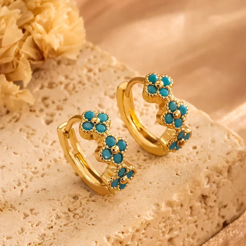 Turquoise Stone Hoops