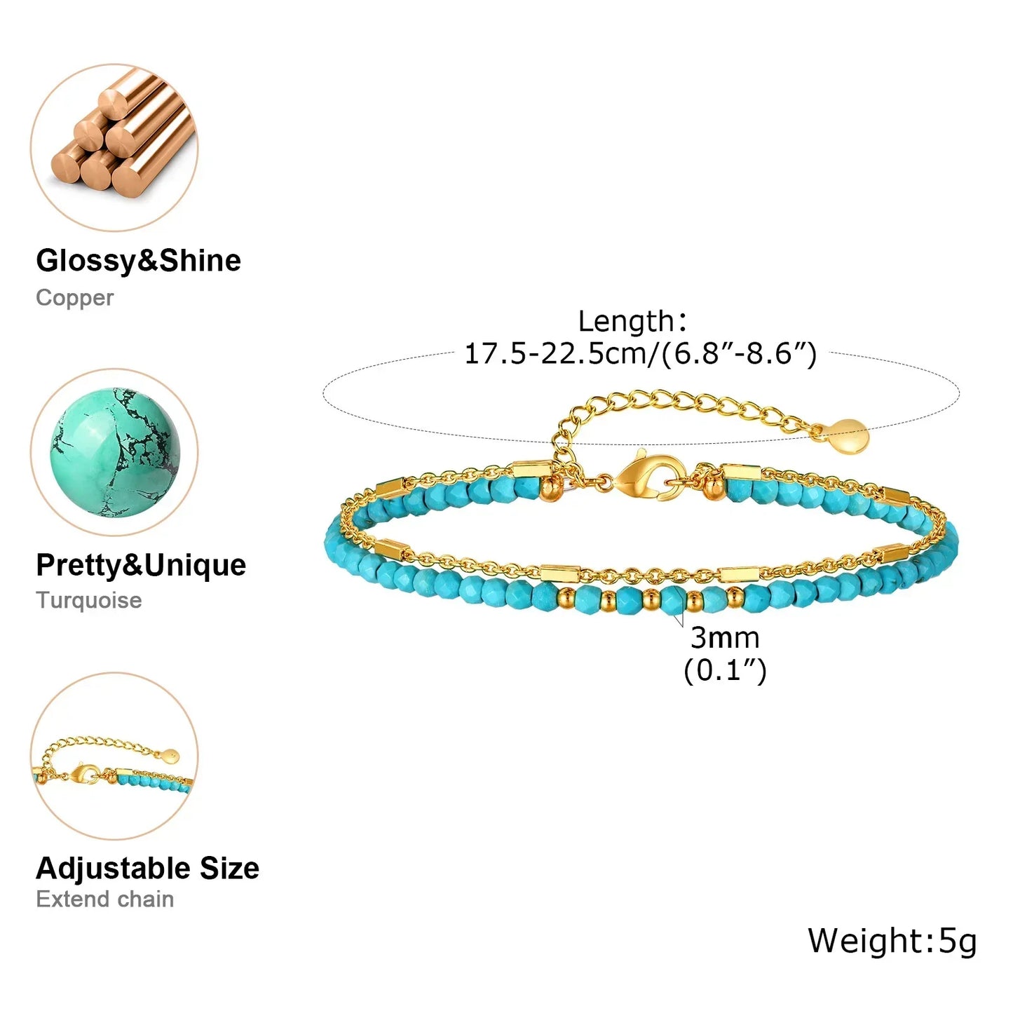 Double Chain Turquoise Bracelet