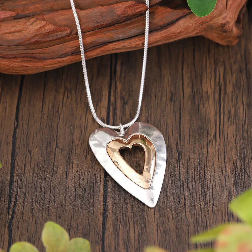 Two Tone Heart Necklace