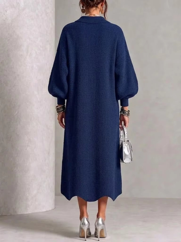 Button-down maxi dress with turn-down collar
