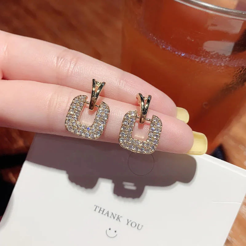 Square Crystal Drop Earrings