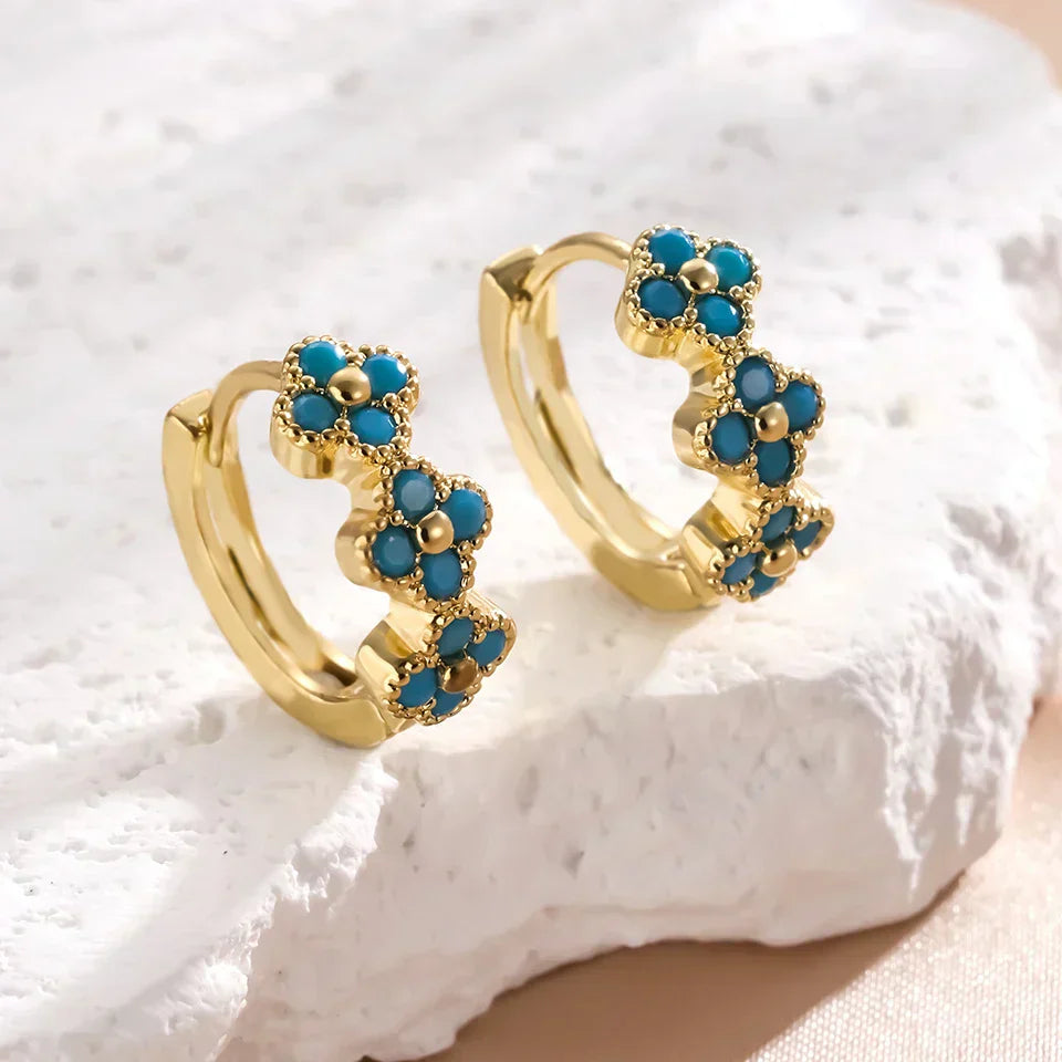 Turquoise Stone Hoops