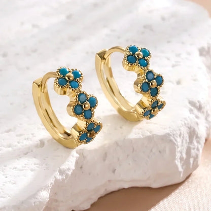 Turquoise Stone Hoops