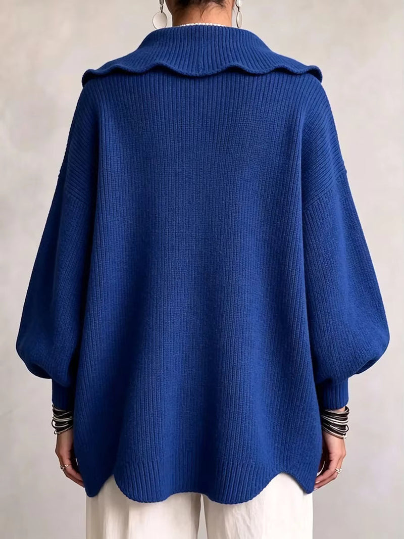 Candide cardigan with wide lapel collar and large buttons