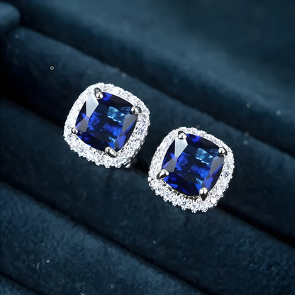 Sapphire Blue Square Studs