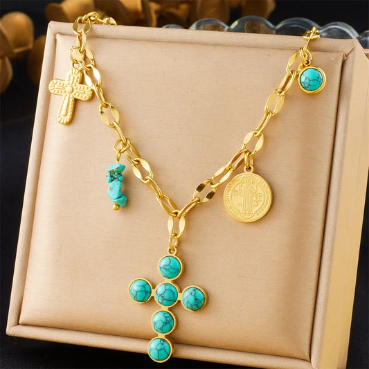 Turquoise Cross Necklace