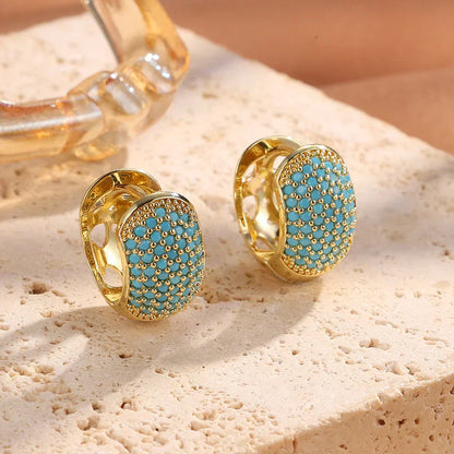 Turquoise Stone Hoops