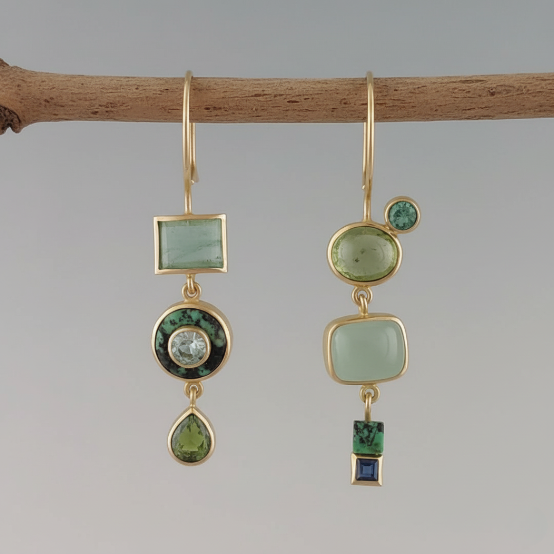 Vintage Green Stone Drops