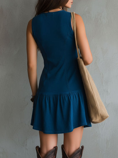 Juno | Indigo Button-Down Mini Dress