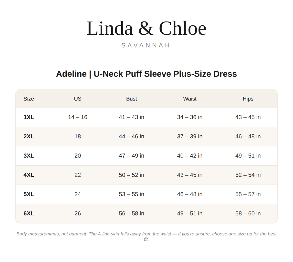 Size chart