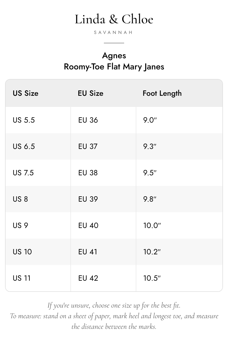 Size chart