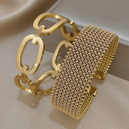 Golden Chain Bracelet Set