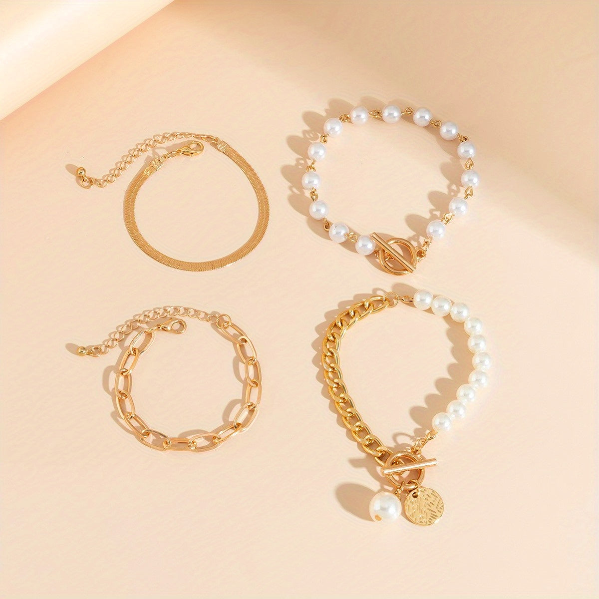 Golden Pearl Stack Bracelet