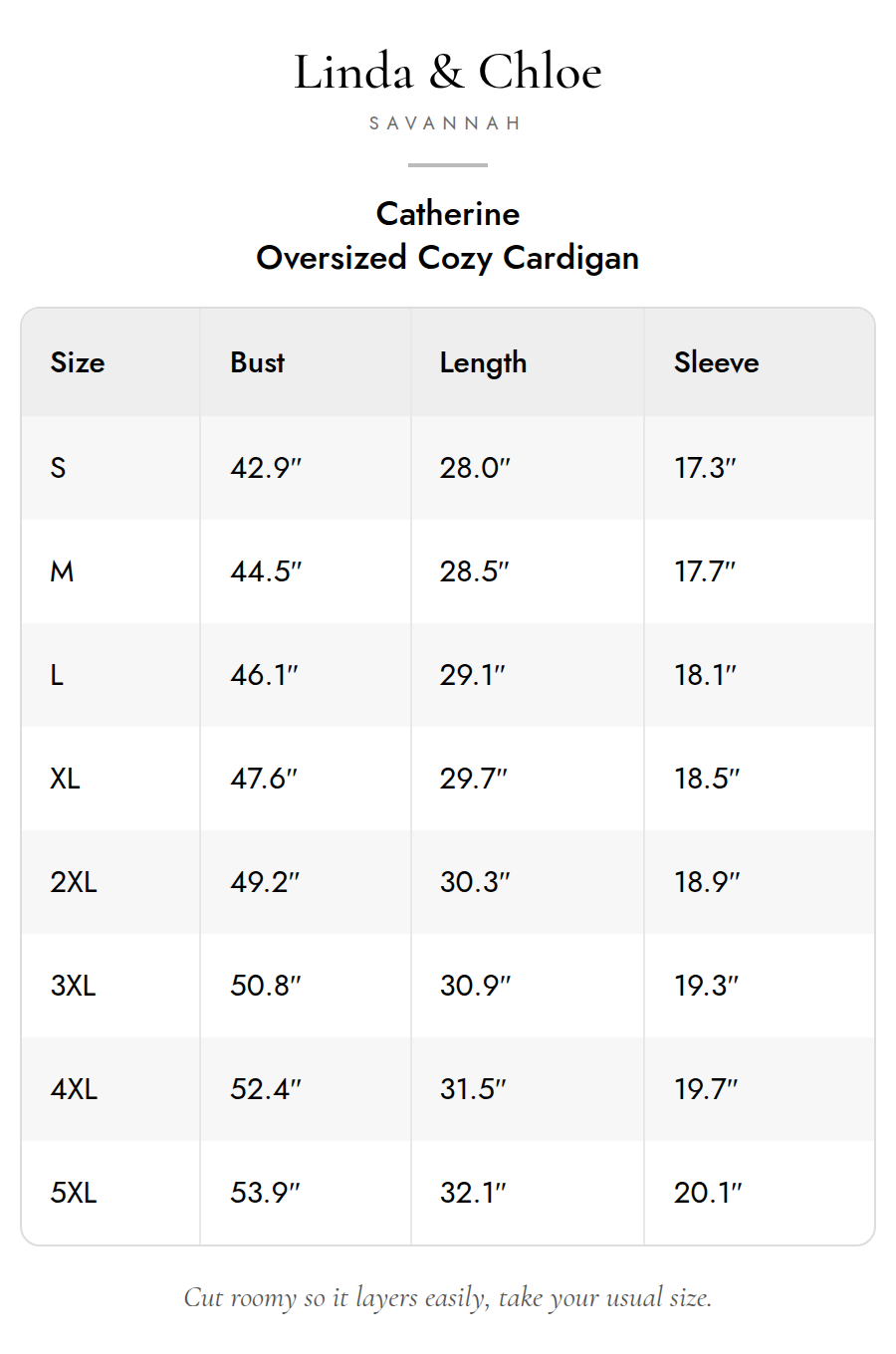 Size chart