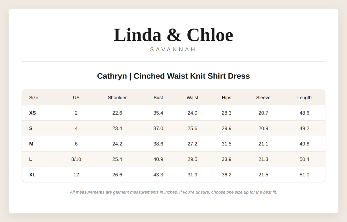 Size chart
