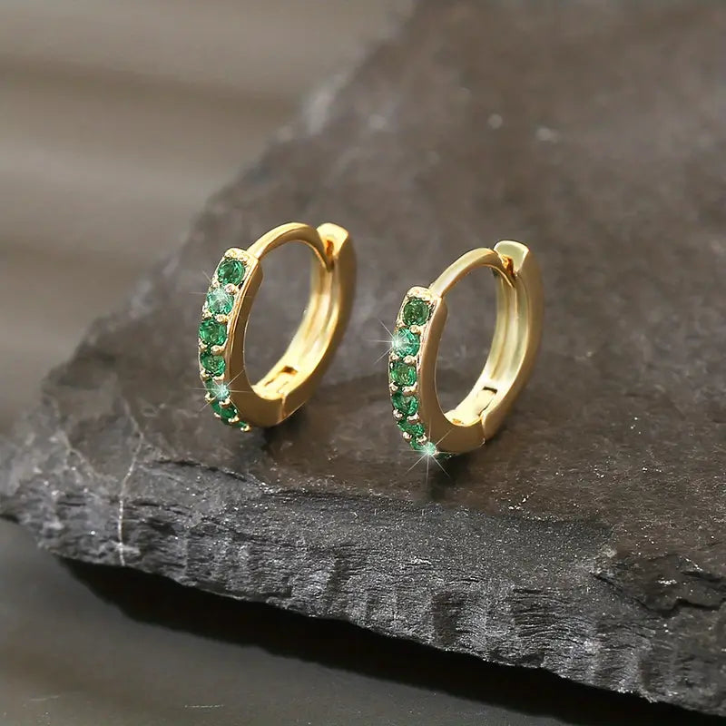 Emerald Glow Mini Hoops