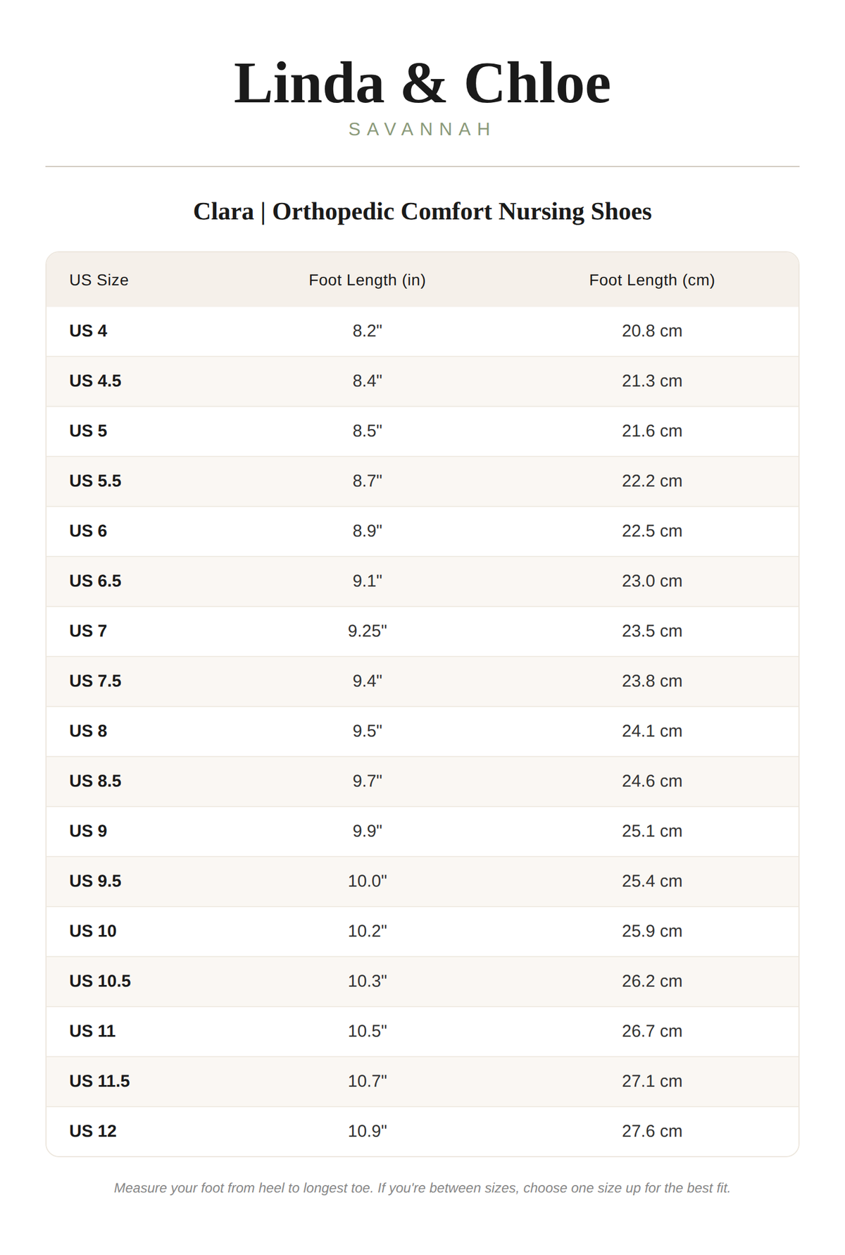Size chart