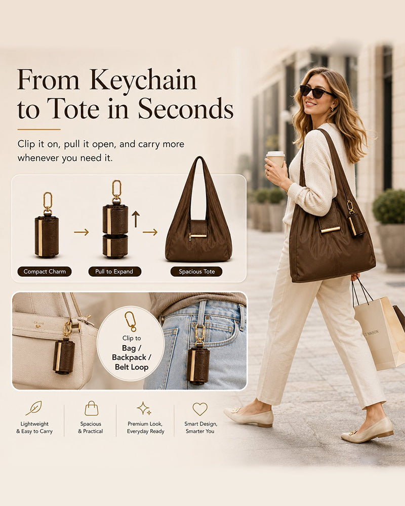 Varelli vegan leather tote bag opened to show the spacious interior