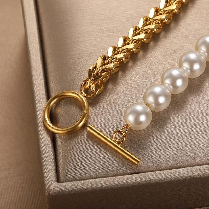 Vintage Pearl Contrast Bracelet