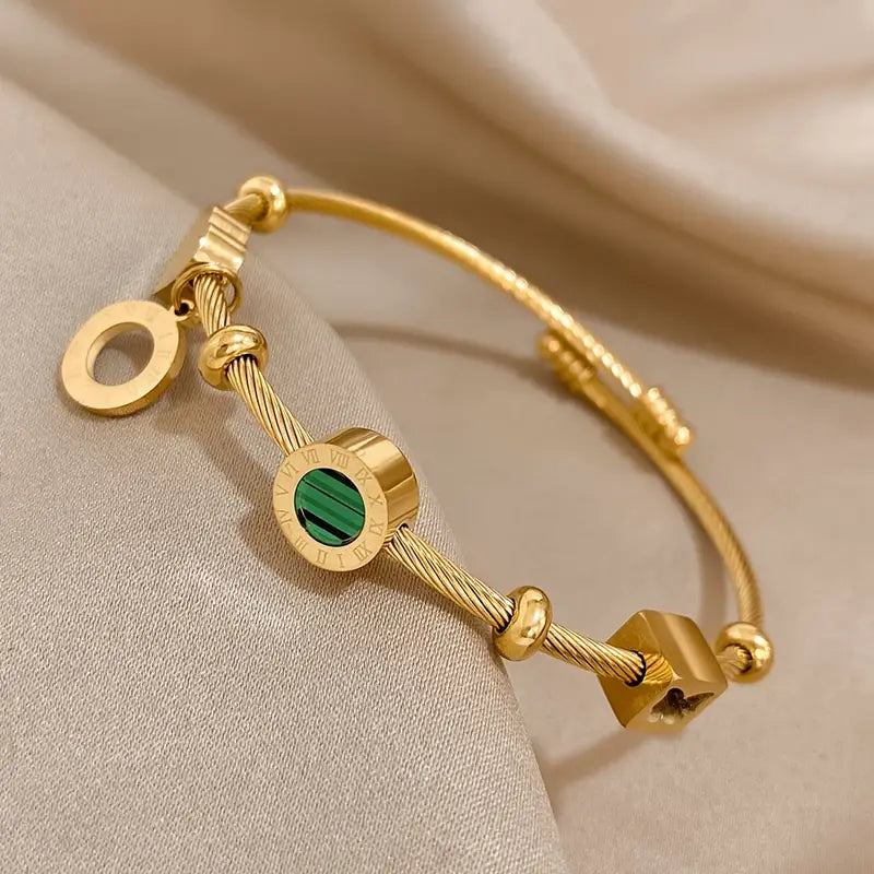 Emerald Glow Charm Bracelet