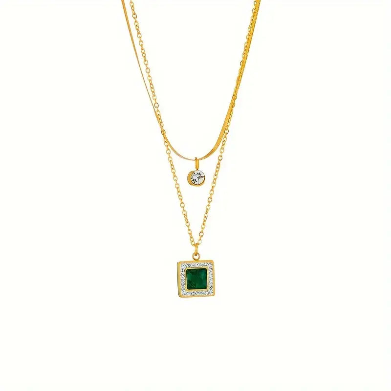 Layered Emerald Crystal Necklace