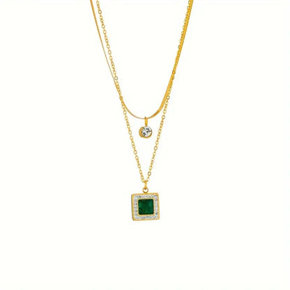 Layered Emerald Crystal Necklace