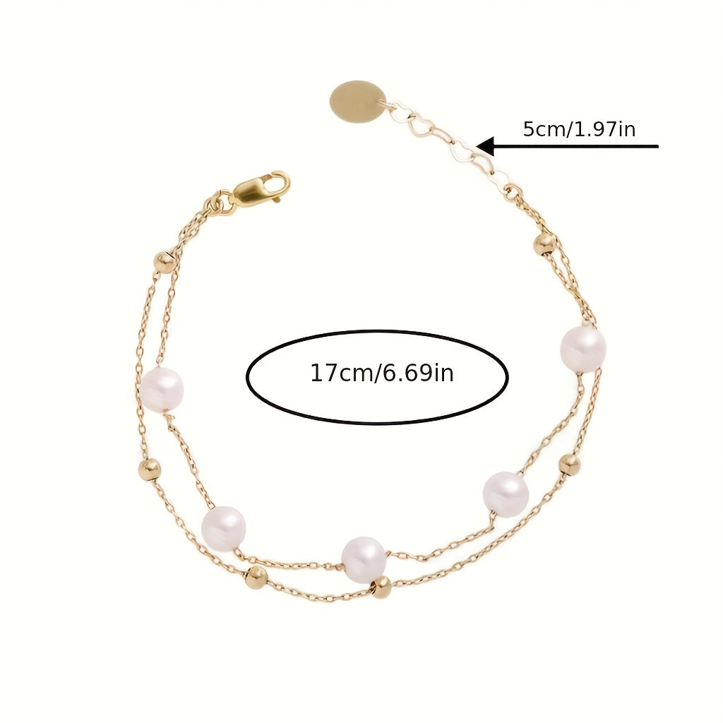 Golden Pearl Duet Bracelet