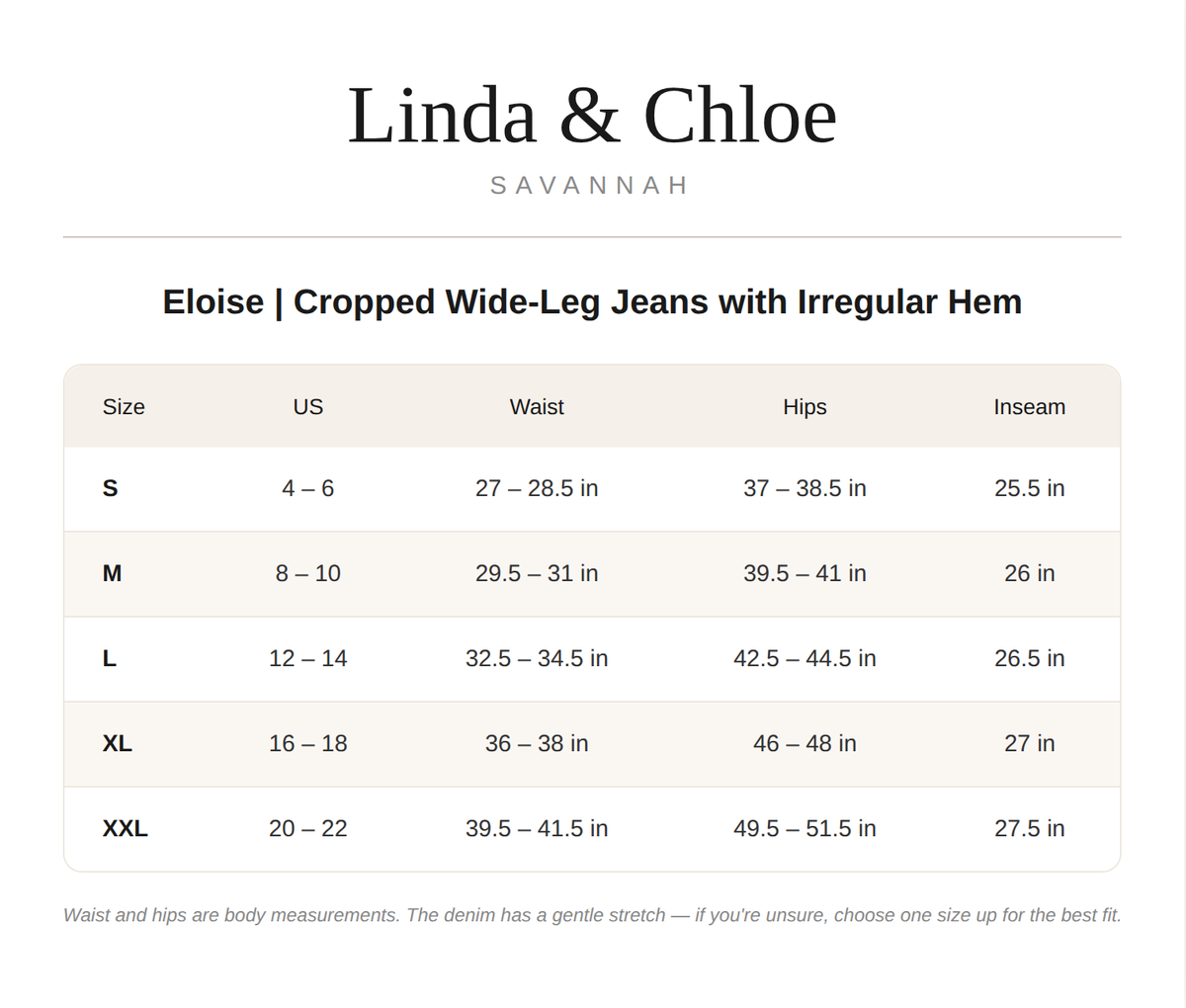 Size chart