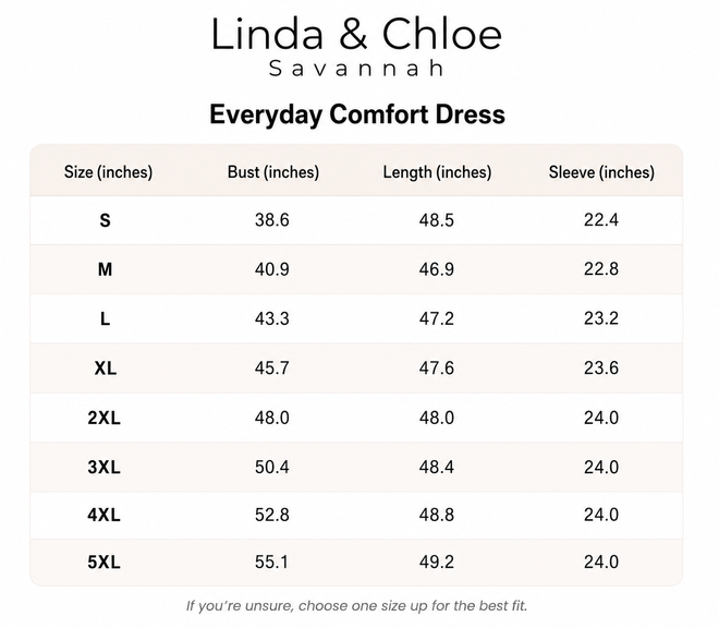 Abella | Everyday Comfort Dress Size Chart