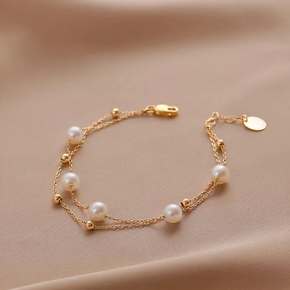 Golden Pearl Duet Bracelet