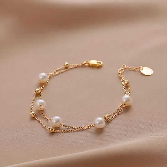 Golden Pearl Duet Bracelet