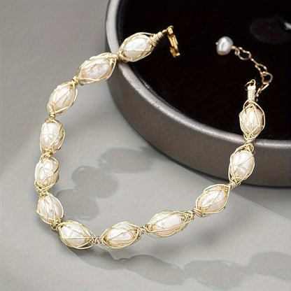 Vintage Pearl Weave Bracelet