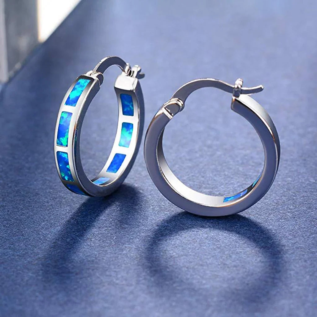 Blue Opal Hoops