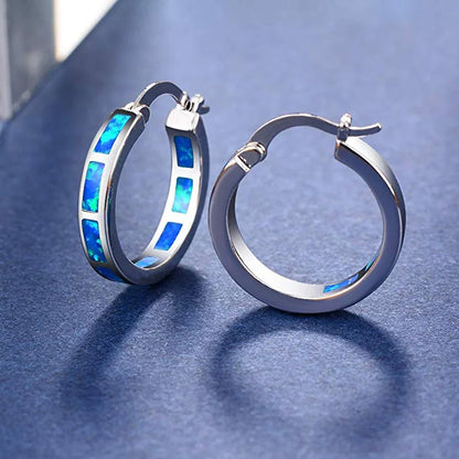 Blue Opal Hoops