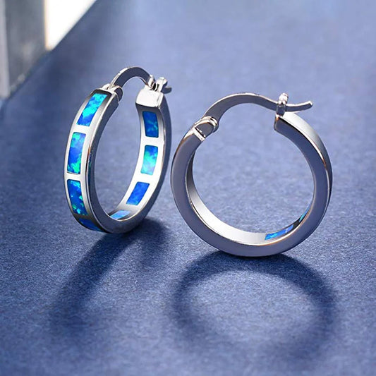 Blue Opal Hoops