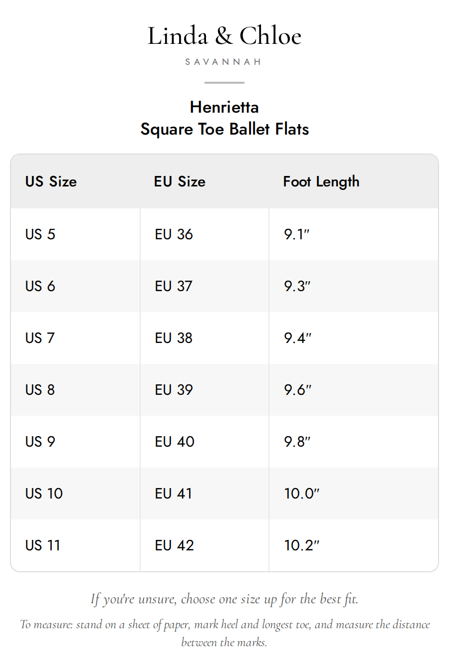 Size chart