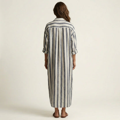 Carra | Striped Lapel Maxi Dress