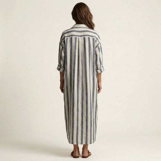 Carra | Striped Lapel Maxi Dress