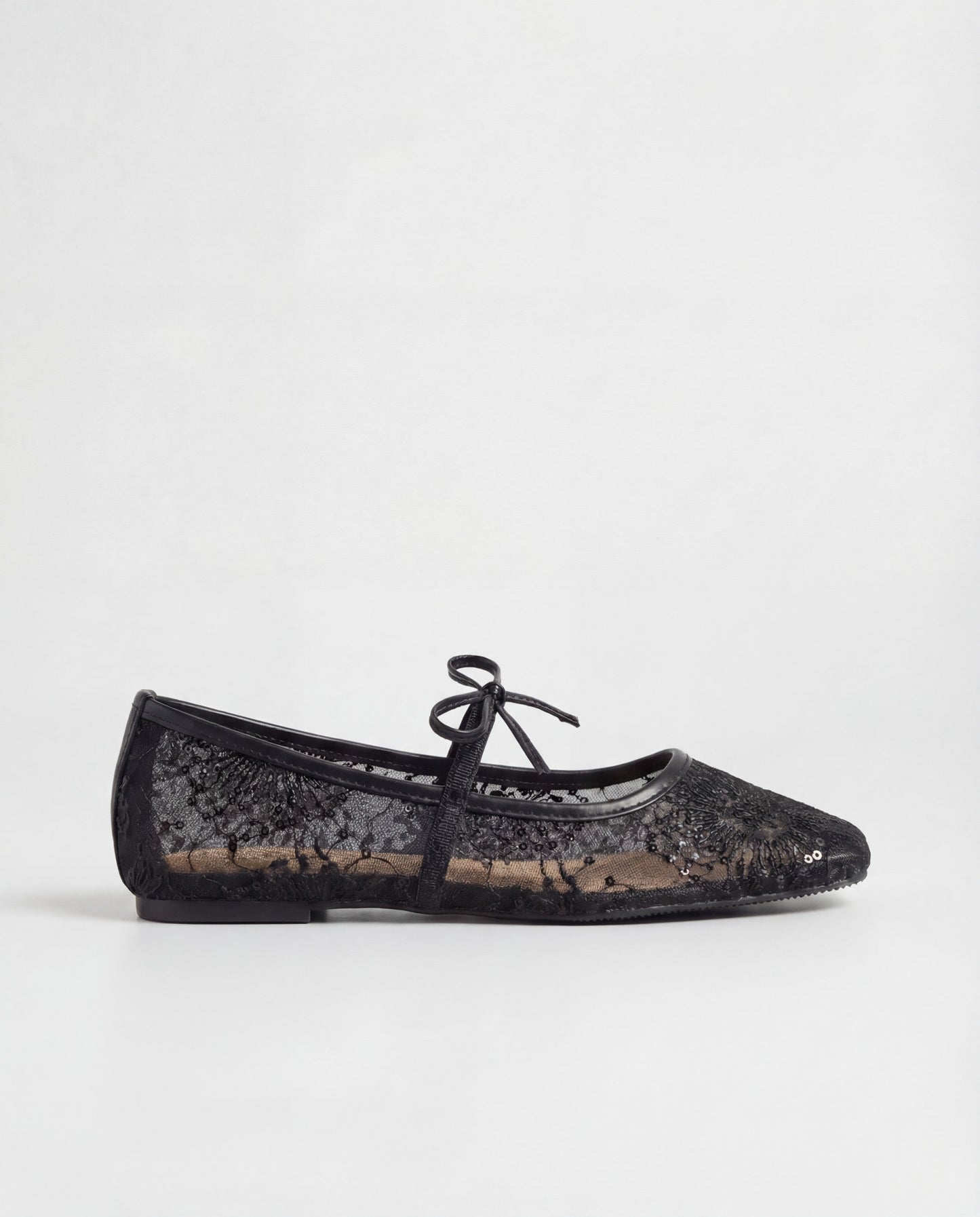 Lace Ballerina Flat - Black