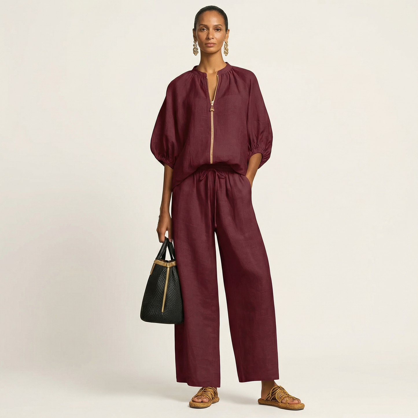 Marlowe | Zip-Front Puff Sleeve Set