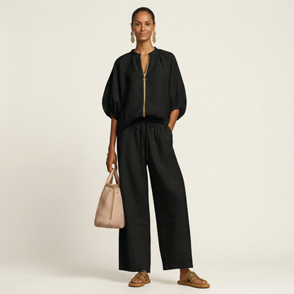 Marlowe | Zip-Front Puff Sleeve Set