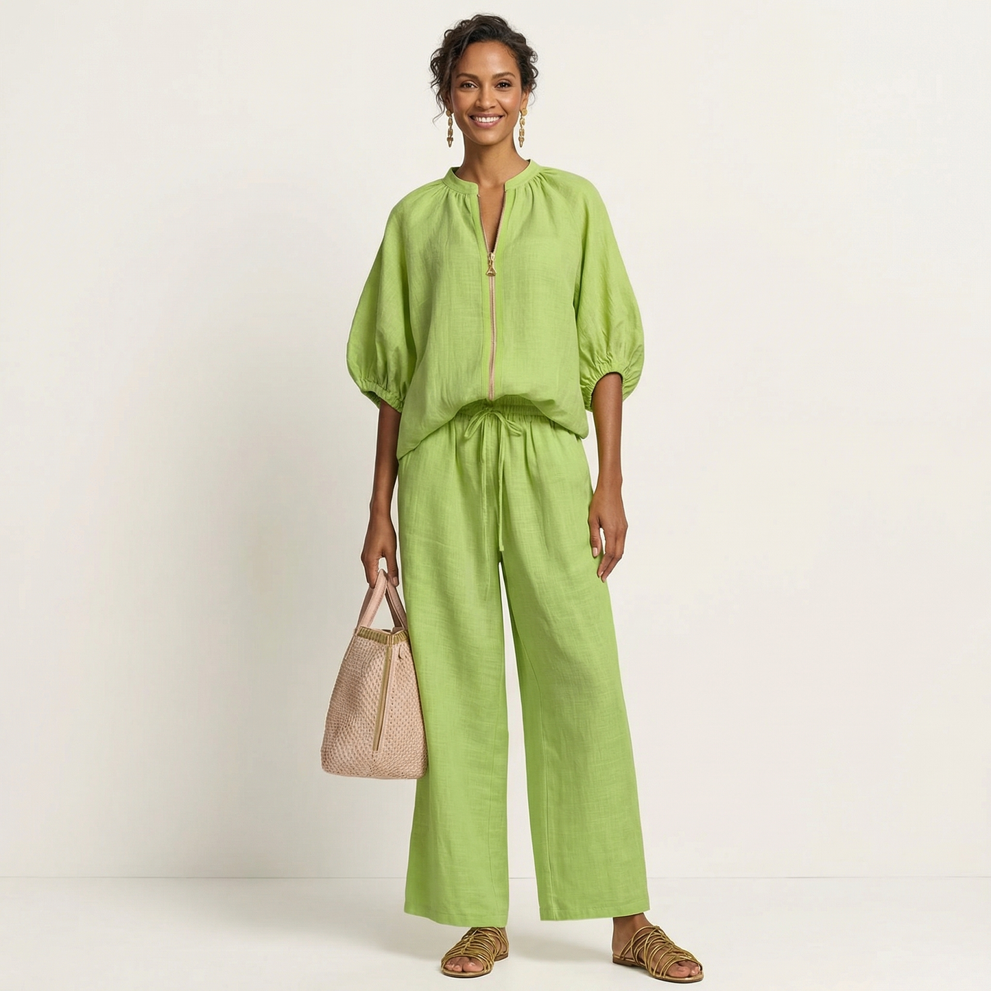 Marlowe | Zip-Front Puff Sleeve Set