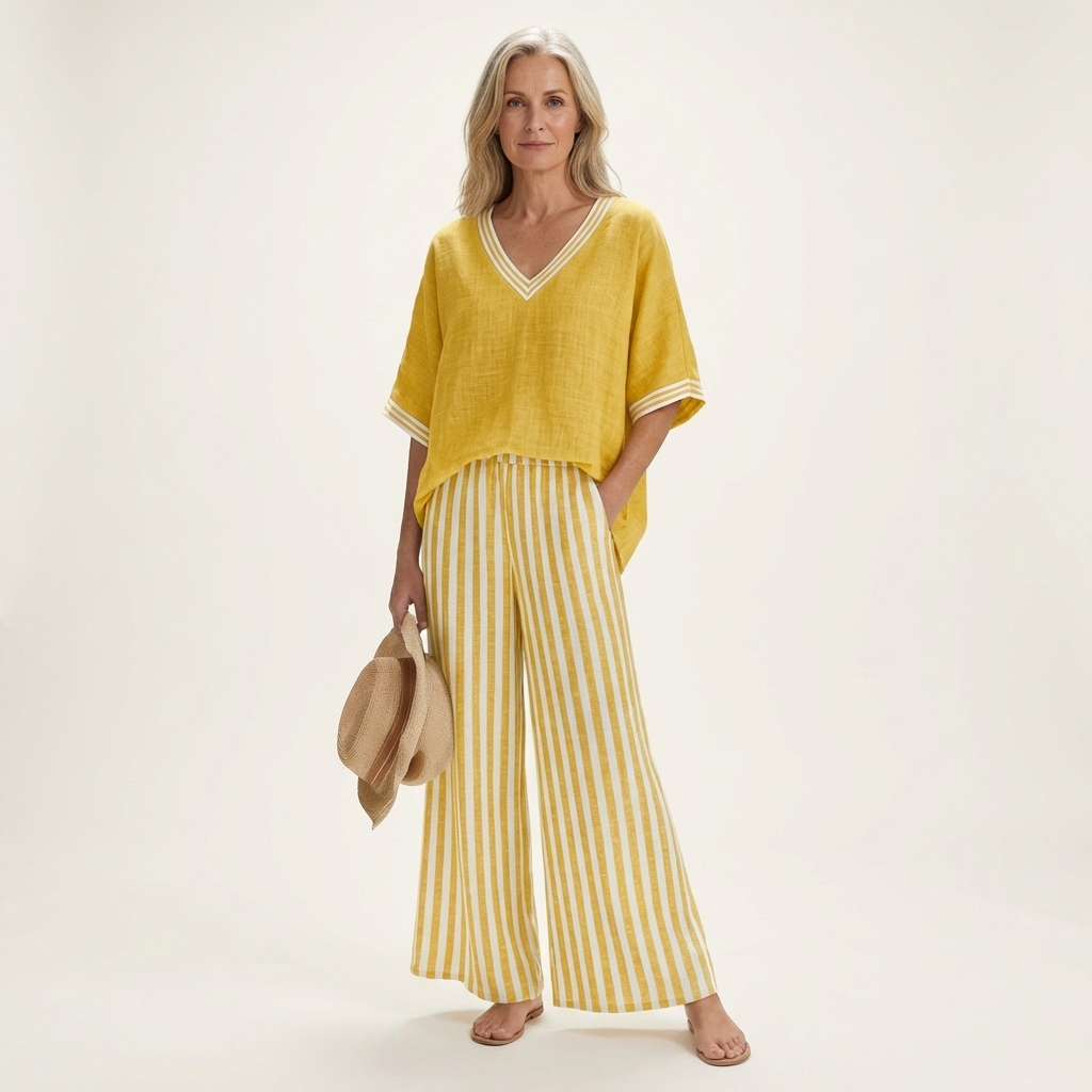 Juliana | Varsity Top & Stripe Wide-Leg Set