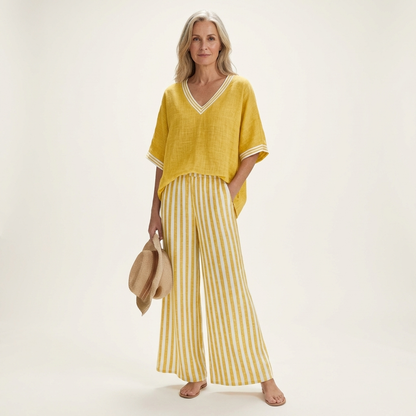 Juliana | Varsity Top & Stripe Wide-Leg Set